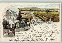 38835 O3606 Osterwieck 1899 Lithographie Mädchenschule Schulzentor St. Stephanikirche Höhere Privatschule