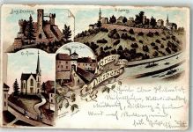 69151 W6903 Dilsberg 1896 Gebrauchsspuren Burg Dilsberg Ev. Kirche Dilsberger Tor Lithographie