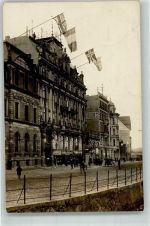 24937 W2390 Flensburg 1921 Foto AK Hotel Fahnen Ort handschriftlich