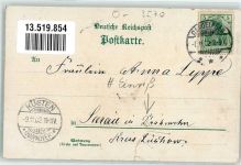 39638 O3570 Gardelegen 1902 Gebrauchsspuren Blütenblatt Sandstraße Bahnhofstraße Lithographie Einriß