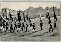 01796 O8300 Pirna 1912 Foto AK Gaufest des Mittel-Elbegaus 1912 Fahnenträger