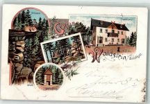 95239 W8663 Waldstein , Oberfr 1898 Gebrauchsspuren Forsthaus Schüssel Burgruine Bärenfang Lithographie
