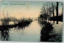 04425 O7127 Taucha b Leipzig 1913 Foto AK Die Parthe Hochwasser Winter