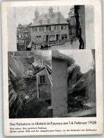 65510 W6270 Idstein 1928 Gebrauchsspuren Felssturz 14.02.1928 Gestütztes Rathaus Abgestürzte Felsen Foto AK