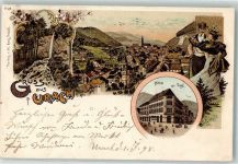 72574 W7432 Urach Bad Urach 1899 Lithographie Hotel zur Post Ehepaar