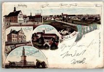 14806 O1820 Belzig 1900 Lithographie Marktplatz Kreishaus Borussia Hagelberg Burrg Eisenhardt