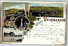 34471 W3549 Volkmarsen 1906 Lithographie Kriegerdenkmal Bahnhof Kugelsburg