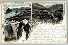 8630 Mariazell 1897 Lithographie Kirche Erlafsee Grotte Höhle