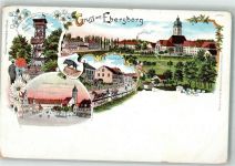 85560 W8017 Ebersberg , Oberbay Lithographie Aussichtsturm Marktplatz Hauptstraße Eber-Wappen