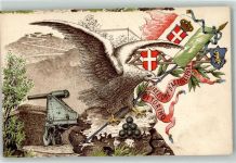 Torino Turin Di Torino Direzione D`Artigliera Wappen Adler Kanone AK Militär Italien Lithographie