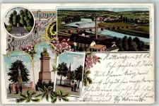 45525 W4320 Hattingen , Ruhr 1902 Lithographie Kaiser Denkmal Kriegerdenkmal Ort handschriftlich