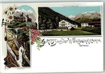 83486 W8243 Ramsau b. Berchtesgaden Lithographie Wilbachklamm Gämse Edelweiß Gasthaus zum Wildbachklamm