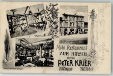 40472 W4030 Ratingen Gebrauchsspuren Hotel-Gasthaus zum Hirsch Speisesaal Gaststube Foto AK