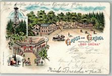 08294 O9401 Grüna b Aue, Sachs 1899 Gebrauchsspuren Lithographie Gasthaus Bad Grüna Maria Josepha Turm
