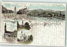 94469 W8360 Deggendorf 1897 Lithographie Stadtplatz Gnadenkirche Kloster Pfarrkirche Geyersberg Kirche