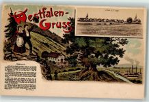 44532 W4670 Lünen Lithographie Westfälische Trachten Westfalenlied