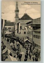 83339 W8224 Kötzing , Oberbay 1913 Foto AK Vignette Pfingstritt Kötzing 1912 Ausritt vom Rathaus