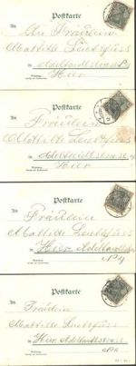 Grußkarten Die Tageszeiten um 1900 , Serie mit 4 AK Tag