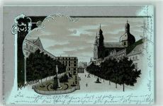 68159 W6800 Mannheim 1904 Lithographie / Mondschein Schillerplatz m. Jesuitenkirche