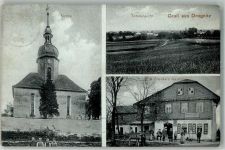 07338 O6801 Drognitz 1913 - Dorfkirche Gasthaus Franke Emailleschild