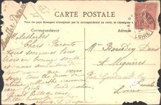 Gruß-AK von 1908 mit montierter Girlande Rose Collage
