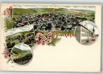 09526 O9330 Olbernhau Gebrauchsspuren Lithographie Hotel z. Gerichtsschänke Rothenthal