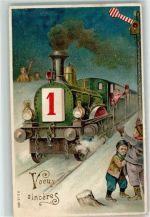 Voeux sinceres Neujahr AK Glückwunsch Eisenbahn 1933 Prägedruck