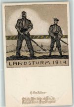 Landsturm 1914 offiz. Karte für das Rotes Kreuz WK I Kriegsfürsorgeamt Künstlerkarte