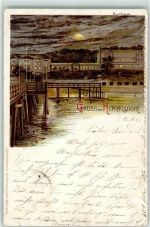 17419 O2251 Seebad Heringsdorf 1901 Lithographie / Mondschein Kurhaus Ufersteg