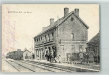 62980 Vermelles 1915 - La Gare Eisenbahn Uhr Kind Mann Hund Feldpost Bayer. Res. Feldart. 1. Battr. Div.