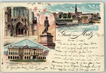 57000 Metz 1903 Lithographie Dom Neues Hauptportal Marschall Faber Theaterplatz