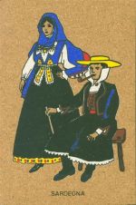 Tracht aus Sardinien Korkkarte AK aus Kork