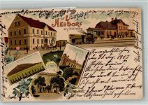 Neudorf Nowice 1915 BOAKC Gasthazs zur Eisenbahn Bahnhof Groditzburg Lithographie Feldpost WK I