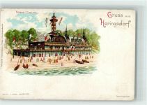 17419 O2251 Ostseebad Heringsdorf Lithographie Strand-Casino Verlag Paul Finkenrath