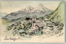 83471 W8240 Berchtesgaden Künstlerkarte sign Ma. Althemer handkoloriert um 1903
