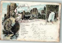01824 O8324 Rathen Kurort , Sachs 1898 Lithographie Basteifelsen Amselfall Felsentor Uttewalder Grund