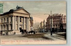Dunedin Foto AK Postamt Straßenbahn Kutsche