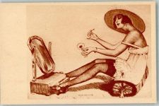 Frau in Unterwäsche Strapse Erotik Serie 100 g/3 Verlag Fischer & Wittig Leipzig Brüning, M. Künstlerkarte