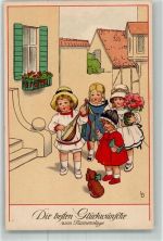 Namenstag Kinder Ständchen Dackel Mandoline Meissner u. Buch Serie 2301 Döring, L. / LD Künstlerkarte