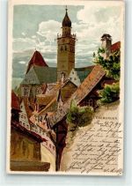 88662 W7770 Überlingen , Bodensee 1899 Lithographie / Künstlerkarte sign. Biese St. Nikolaus Münster