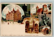 90402 W8500 Nürnberg Lithographie Grand Hotel Henkersteg Hans Sachs Denkmal Dürer Haus