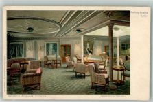 Dampfer Kaiserin Auguste Victoria Salon Hamburg-Amerika-Line 1900 Lithographie / Künstlerkarte