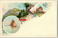 80073 Capri Lithographie Tiberio Segelboot