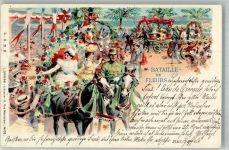 06000 Nice Nizza 1901 Lithographie / Künstlerkarte Bataille de Fleurs Blumenkorso + Adelskorrespondenz