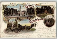 68723 W6830 Schwetzingen 1897 Gebrauchsspuren Lithographie Gr. Basin Merkurtempel Apollo-Tempel Donau