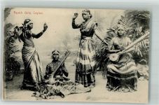 Tracht Tanz Nautsch Girls Volkstypen / Brauchtum Sri Lanka / Ceylon Foto AK
