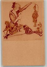 Frau mit Puppen Marionetten Erotik Serie 100 c/6 Verlag Fischer + Wittig Leipzig Brüning, M. Künstlerkarte