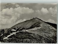 Schneekoppe Foto AK Hüttenstempel