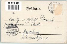 Junge Frau in der Stube unter großer Wanduhr bei der Handarbeit Jugendstil Nähen 1899 Lithographie / Künstlerkarte