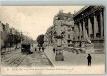 76600 Le Havre 1907 Foto AK Justizgebäude Denkmal Löwe Straßenbahn Boulevard de Strasbourg